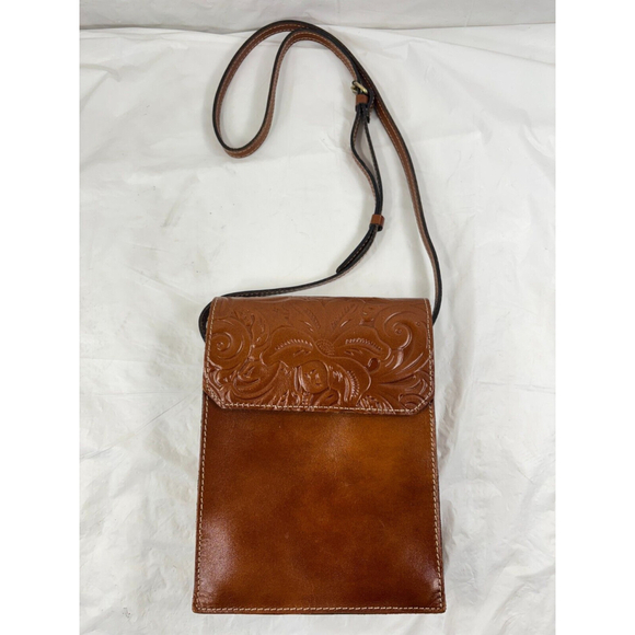 Patricia Nash Biella Brown Leather Envelope Flap Crossbody - Picture 1 of 12
